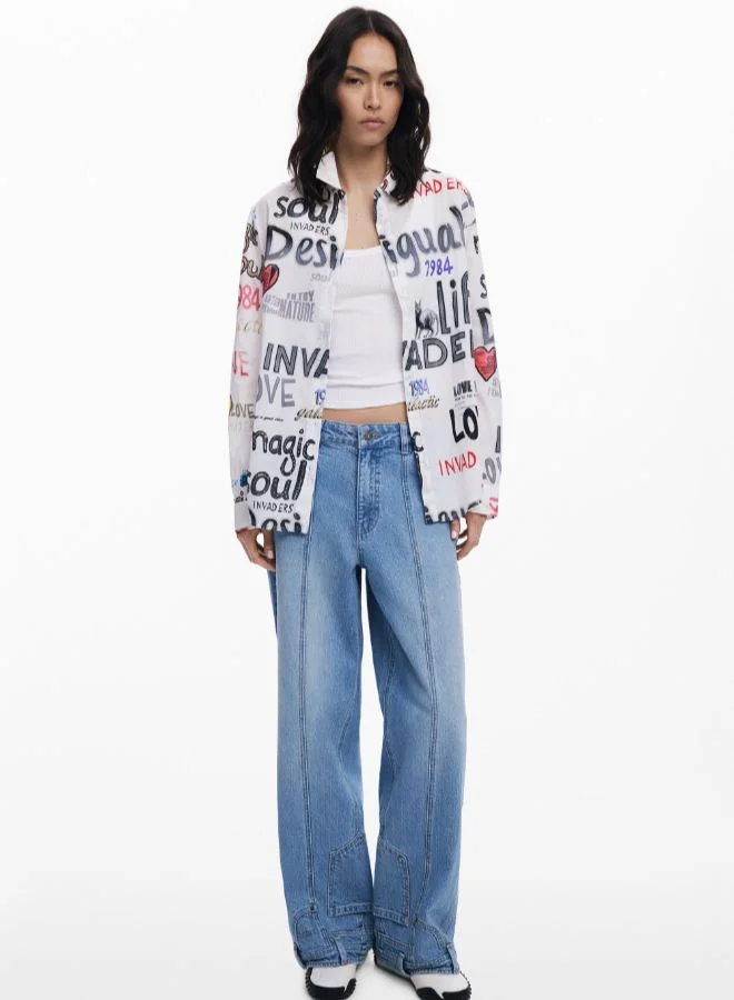 ديسيجوال قميص قطني مع حروف